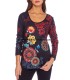 buy french T-shirt top winter floral ethnic 101 idées 2103W