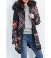 coat long quilted print floral fur hood brand 101 idees 1827Z