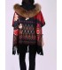 buy bulk ethnic printed poncho fringes and fur hood brand 101 idees 2110P