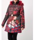 supplier fashion coat long quilted red print fur hood brand 101 idees